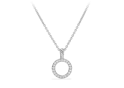 Rhodium Plated Halo Circle Pendant